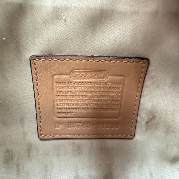 Coach Jacquard Logo Zip Top Baguette Convertible Shoulder Bag Brown - Picture 8 of 9